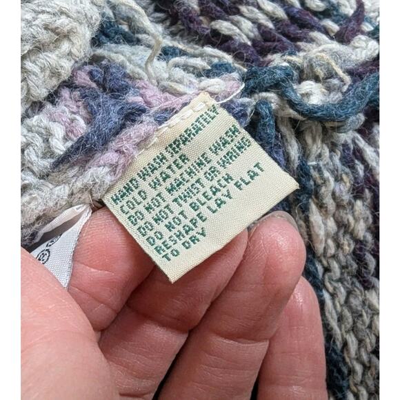 Vintage 90s St Johns Bay Wool Blend Sweater Large V-Neck Nordic Fair Isle Purple - Picture 13 of 13